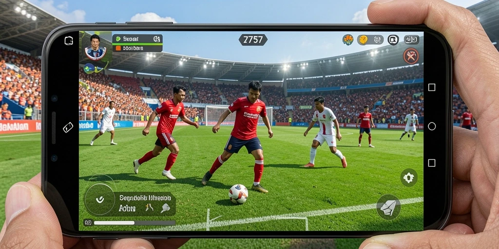 Screenshot 2757 menunjukkan aksi nyata pertandingan sepak bola.