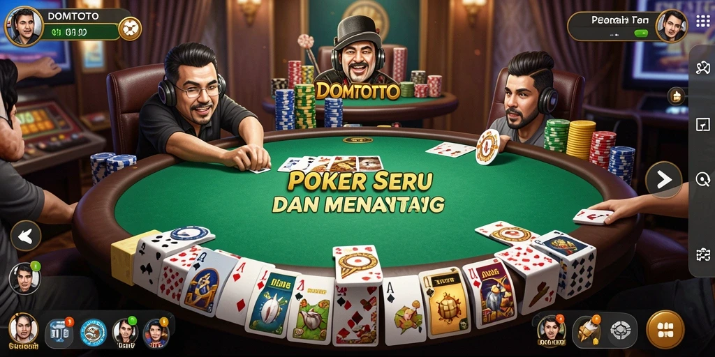 Screenshot gameplay DOMTOTO menampilkan momen seru di meja Poker.