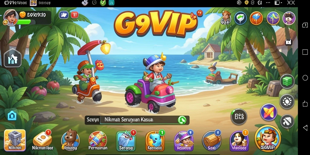 Tampilan gameplay menarik G9VIP yang penuh warna dan seru.