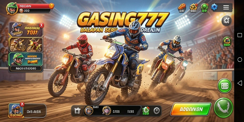Tampilan gameplay balapan GASING777 yang mendebarkan dan penuh aksi.
