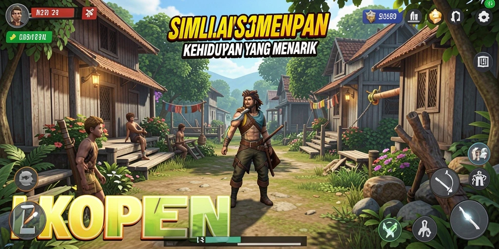 Tangkapan layar LKOPEN menunjukkan karakter menjalani aktivitas sehari-hari yang menarik.