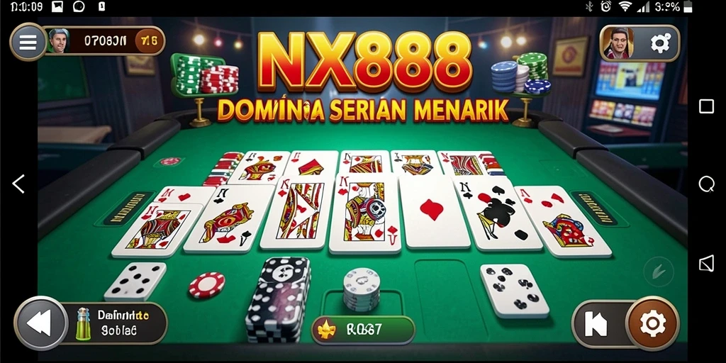 Tampilan gameplay utama NX888 dengan aksi domino yang dinamis.
