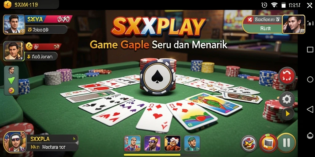 Tampilan antarmuka SXXPLAY yang menarik dan gameplay seru di Gaple.